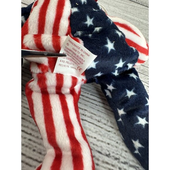 Beanie Babies SPANGLE BLUE WHITE & PINK Bears USA America Stars & Stripes 1999 - Picture 12 of 15